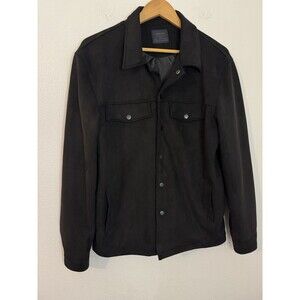 Nomad black faux suede jacket Snap Front Pockets Size Medium Men’s Lined Classic